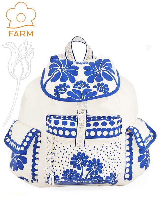 FARM Rio Handbags - Farm Rio Off-White Palermo Pockets Small Backpack